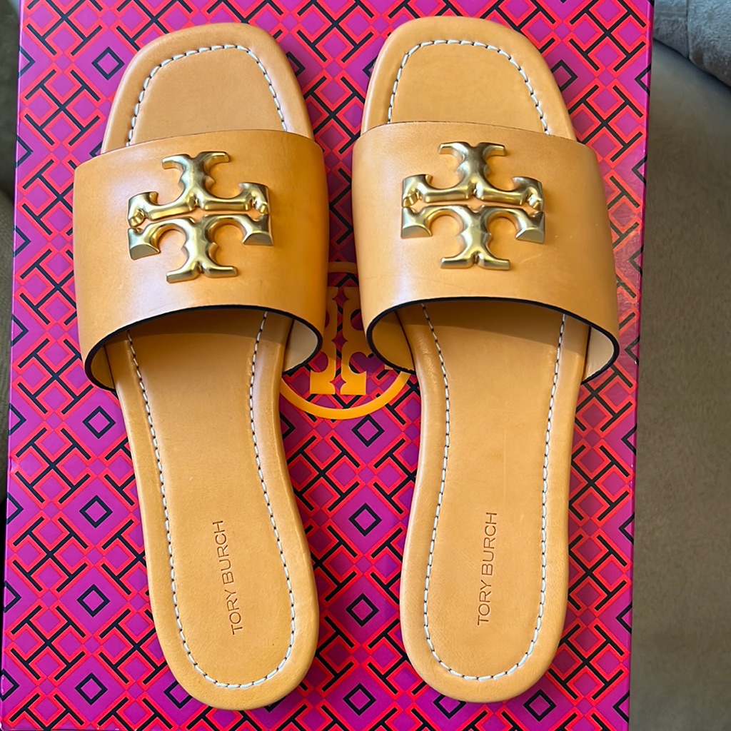 Tory Burch Eleanor Leather Slide Sandals Size 7